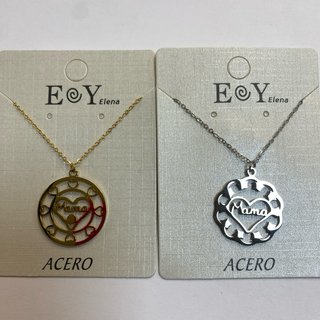 Collar Mama Acero Inoxidable Corazones