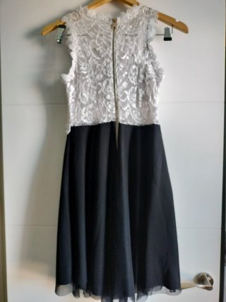 Vestido fiesta encaje blanco y negro