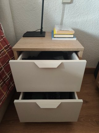Mesitas Noche Ikea Askvoll Madera y Blanco