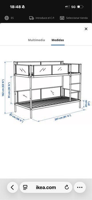 Litera IKEA VITVAL + Cama Inferior + 3 Colchones