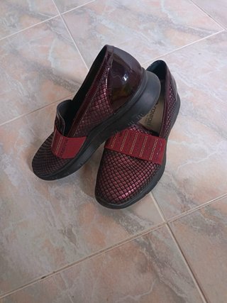 Scarpe Comfort donna oro e rosse