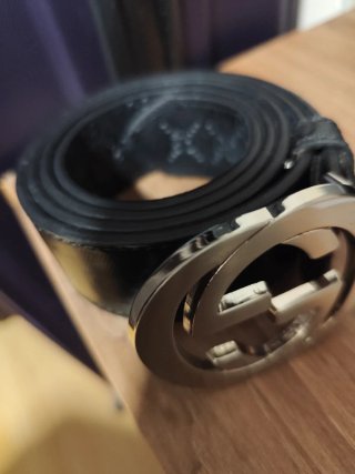 Cintura in pelle nera da uomo taglia 115cm