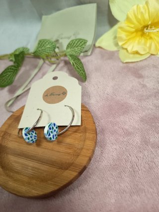 Pendientes aro con diseño azul
