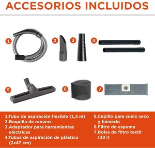 Aspirador sólidos/líquidos Black+Decker 1600W 30L