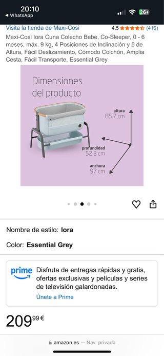 Maxi-Cosi Cuna Colecho Iora Essential Grey