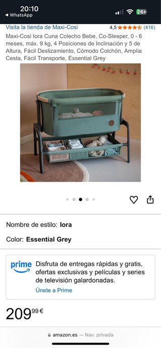 Maxi-Cosi Cuna Colecho Iora Essential Grey