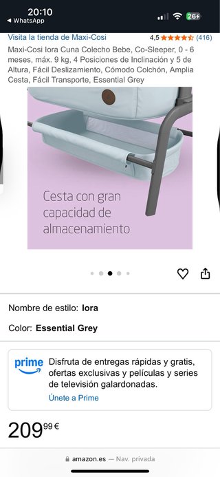 Maxi-Cosi Cuna Colecho Iora Essential Grey