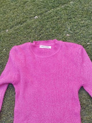 Jersey de punto rosa brillante