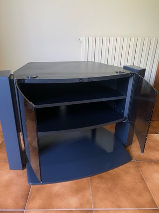 Mueble TV negro cristal curvo