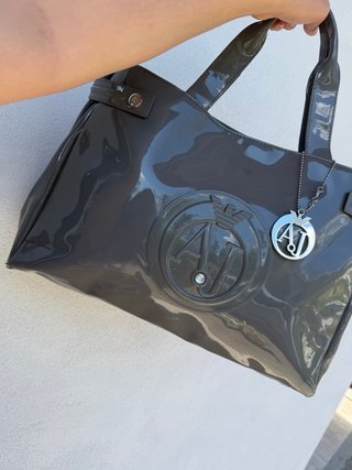 Borsa Armani grigia vernice