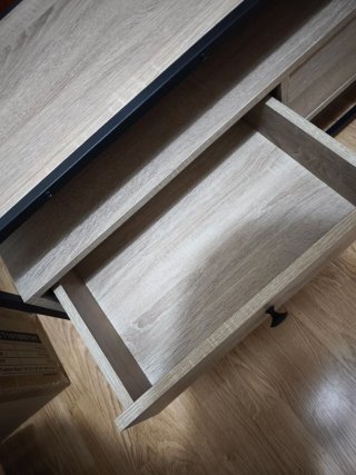 Mueble TV madera y metal gris
