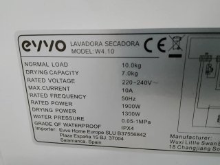 Lavadora/Secadora 10/7 kg Evvo W4.10