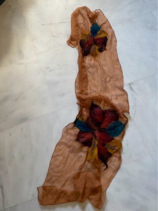 Pañuelo seda y lana artesanal multicolor