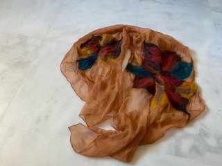 Pañuelo seda y lana artesanal multicolor