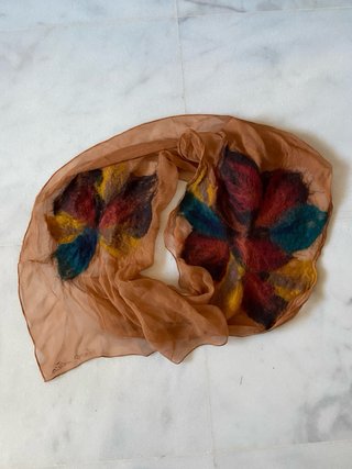 Pañuelo seda y lana artesanal multicolor