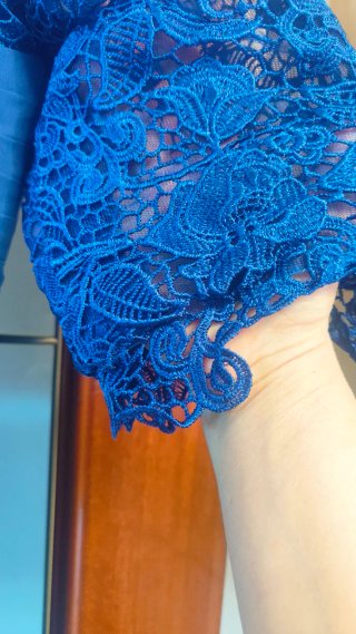 Conjunto Fiesta Azul Real: Vestido Encaje + levita