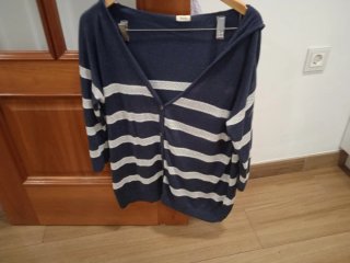 Cárdigan rayas azul marino y blanco
