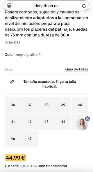 Patines en línea negros y naranjas T44 Oxelo