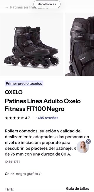 Patines en línea negros y naranjas T44 Oxelo