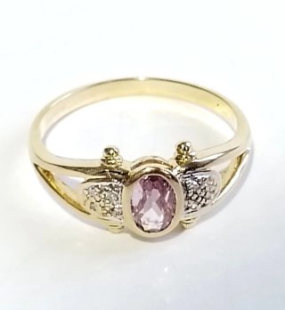 Anillo Oro 18k Rosa de Francia y Diamantes