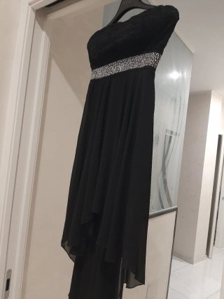Abito elegante nero pizzo e con strass