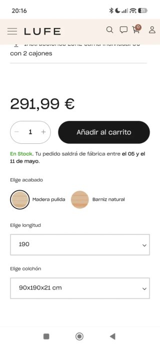 Cama individual Lufe con 2 cajones
