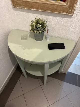 Consola media luna verde tiza madera