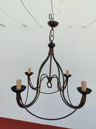 Lámpara de techo metal negra y dorada 45x65