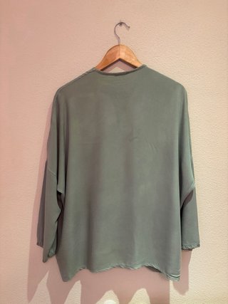 Cardigan verde botones madera talla única