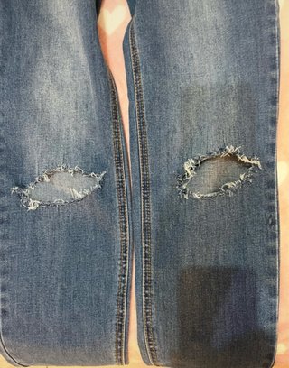 Pantalón vaquero recto roto azul Lost Ink Talla S