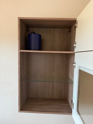 Mueble TV salón madera y cristal