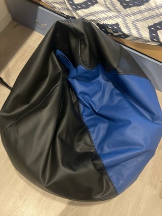 Puf Colchón Negro y Azul