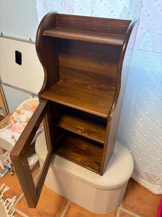 Mueble Estantería Madera con Puerta Cristal