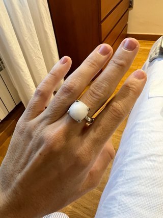 Anillo Lotus Plata Piedra Blanca