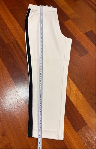 Pantaloni Zara bianchi a sigaretta con banda