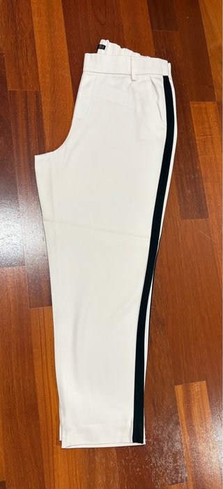 Pantaloni Zara bianchi a sigaretta con banda
