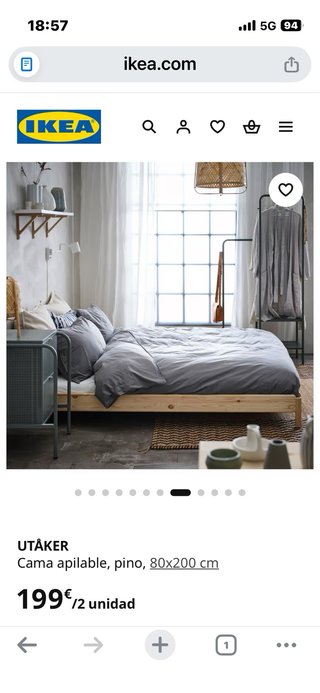 Estructura cama IKEA UTÅKER apilable de pino