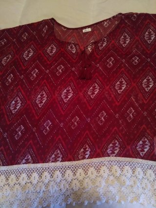 Blusa Hollister Estampada Roja Talla S