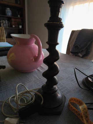 Pie de lámpara madera maciza espiral 30cm