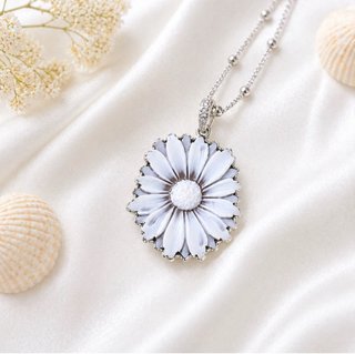 Collana cammeo margherita argento 925 rodiato