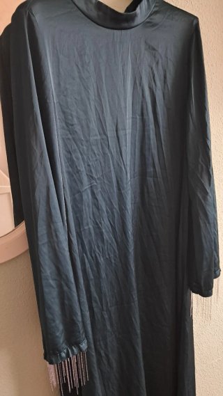Abaya Kandora Jalaba Verde Azulado y negro