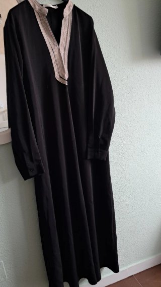 Abaya Kandora Jalaba Verde Azulado y negro