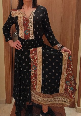 Vestido Desigual Talla M/38 Negro Multicolor