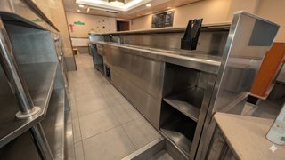 Barra bar acero inox 3,85m con nevera y fregadero