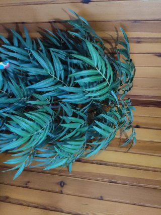 Planta artificial decorativa con base dorada