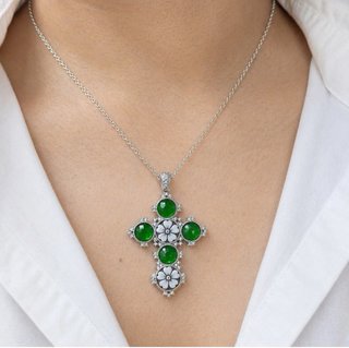 Collana croce argento 925 cammeo zirconi donna