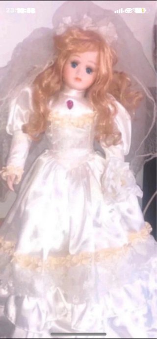 Boneca de Porcelana noiva Vintage Linda Decoração