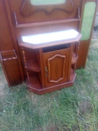 Mueble recibidor antiguo madera y mármol