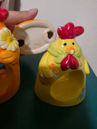Portatovaglioli Galline Ceramica Set 3
