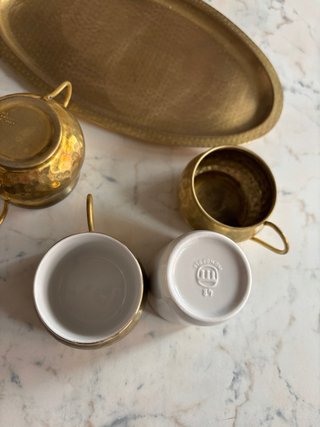 Servizio caffè ottone e ceramica